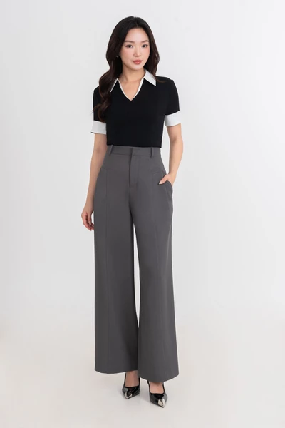 Quần Tây suông ghi xám