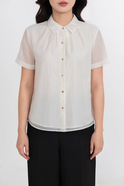 Áo sơ mi hoa nhí cổ đức