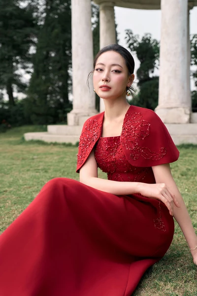 Ruby Starlit Dress - Đầm dạ hội tay pha lê