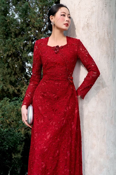 Rose Starlit Dress - Đầm dạ hội ren pha lê