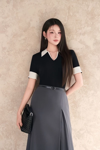 Áo thun ôm cổ bẻ