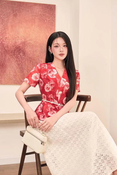 Áo sơ mi lụa Rose Charm