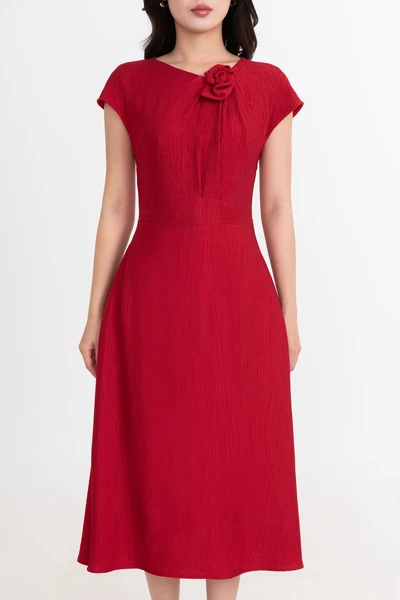 Đầm xòe đỏ Camellia