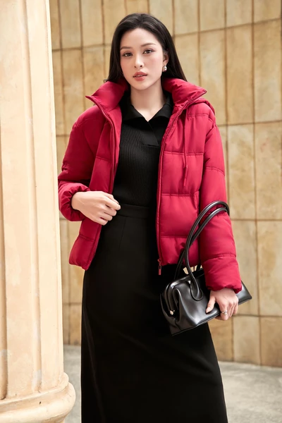 Áo phao đỏ đô Hooded Warm