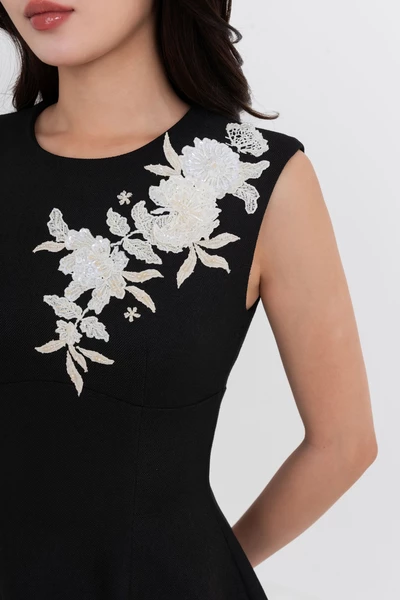 Noir Floréa Dres - Đầm dạ hội thêu hoa
