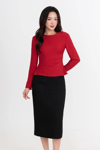 Áo vân tay dài cổ tròn