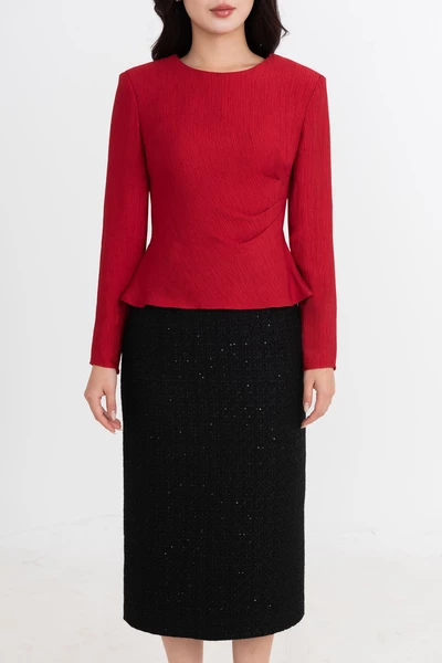 Áo vân tay dài cổ tròn