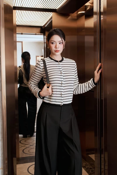 Áo len tay dài Parisian Stripe MS 58B0288