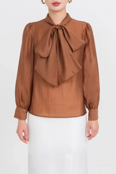 Áo sơ mi nơ Caramel