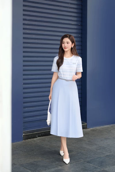 Chân váy xanh Pastel dáng xòe