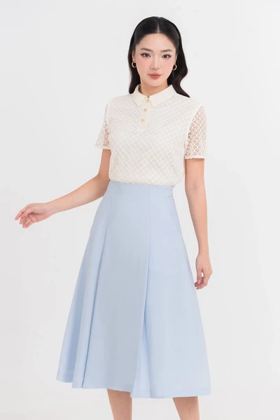 Chân váy xanh Pastel dáng xòe