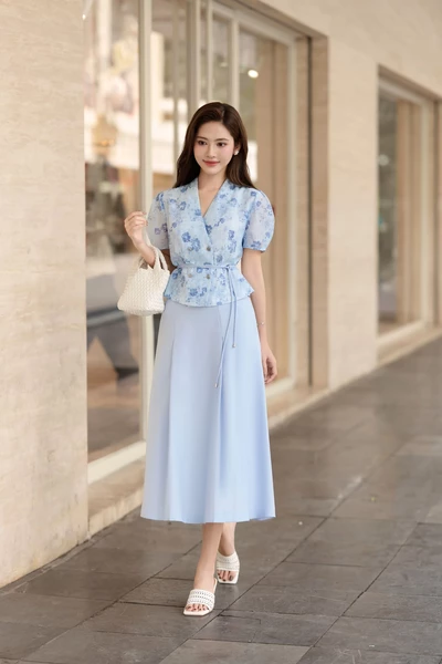 Chân váy xanh Pastel dáng xòe