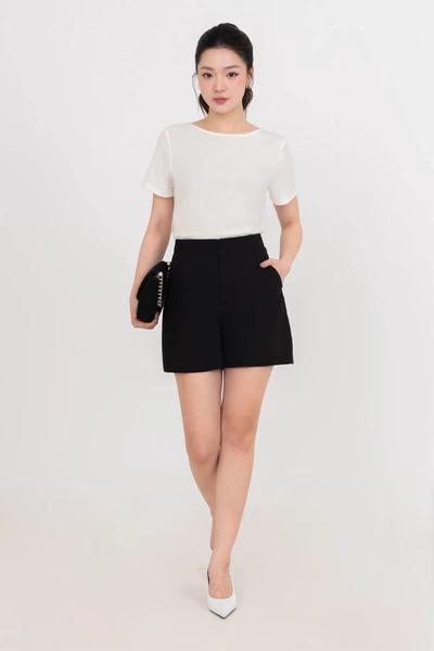 Áo kiểu cổ tròn phối ren