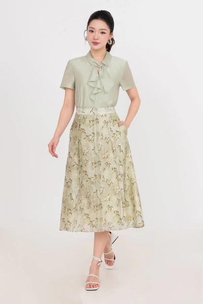 Chân váy lụa hoa Olive