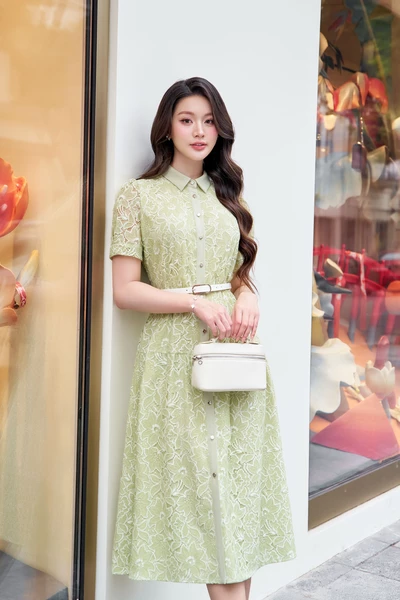 Đầm hoa xanh Spring Pastel