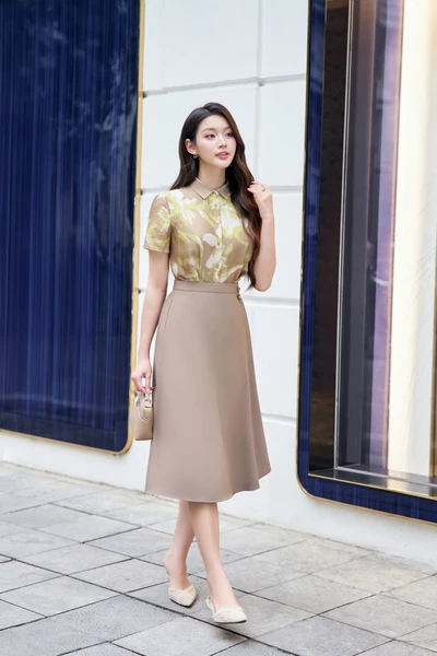 Chân váy xếp ly Mocha Brown