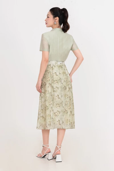 Chân váy lụa hoa Olive