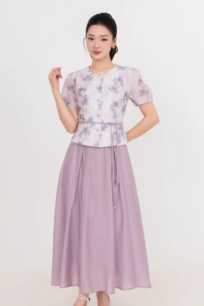 Chân váy lụa xếp ly Spring Waltz