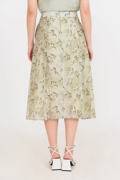 Chân váy lụa hoa Olive