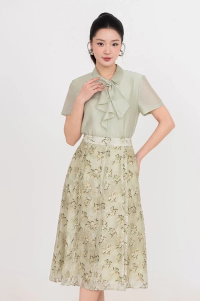 Chân váy lụa hoa Olive