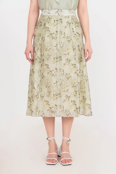 Chân váy lụa hoa Olive