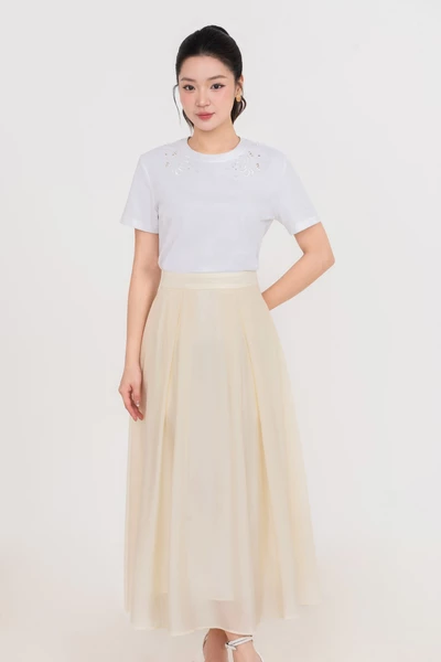 Chân váy lụa xếp ly Spring Waltz