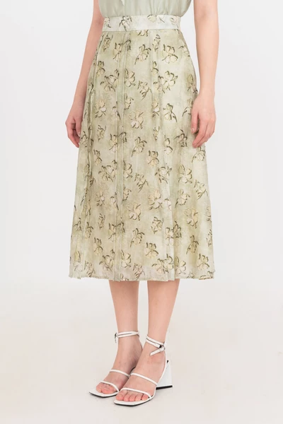 Chân váy lụa hoa Olive