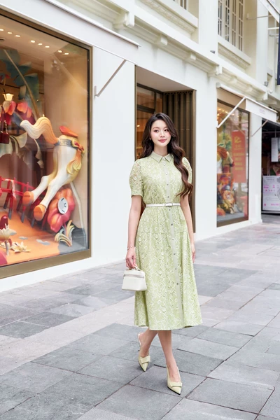 Đầm hoa xanh Spring Pastel