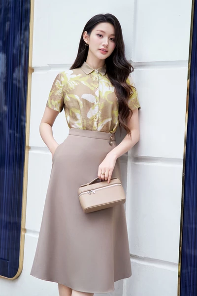 Chân váy xếp ly Mocha Brown