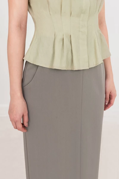 Áo sơ mi xếp ly Tencel Matcha