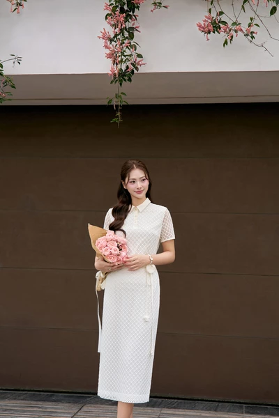 Chân váy bút chì ren Layer