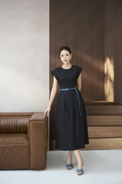 Đầm xòe Denim tay hến