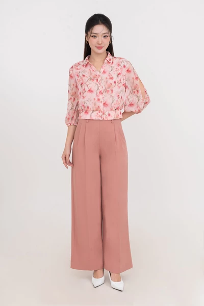 Áo sơ mi Chiffon họa tiết