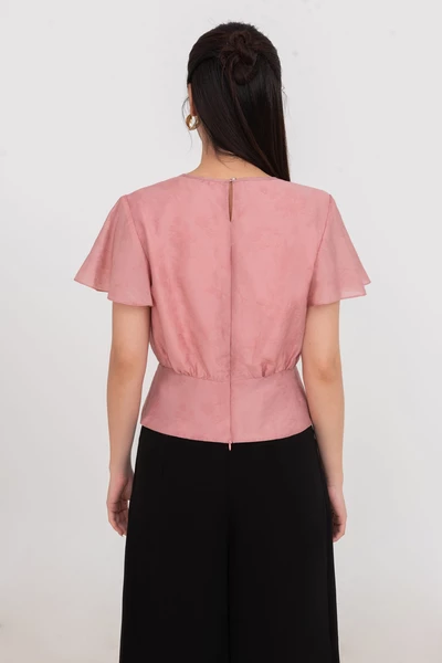 Áo sơ mi lụa ôm cổ tròn