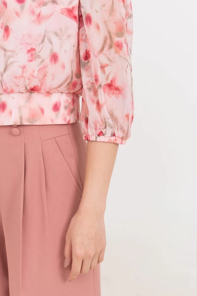 Áo sơ mi Chiffon họa tiết