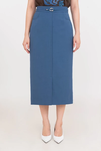 Chân váy bút chì xanh Coban