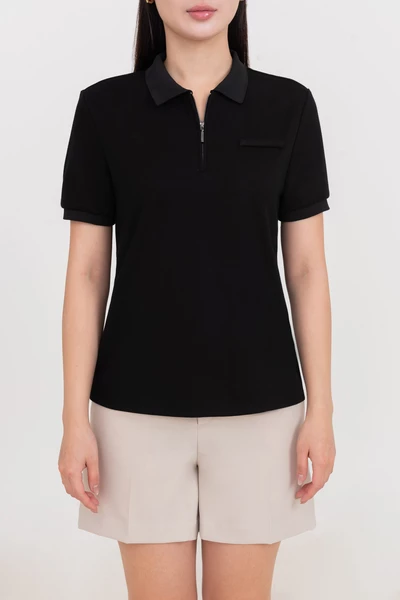 Áo Polo mix cổ khóa