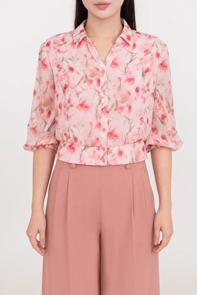 Áo sơ mi Chiffon họa tiết