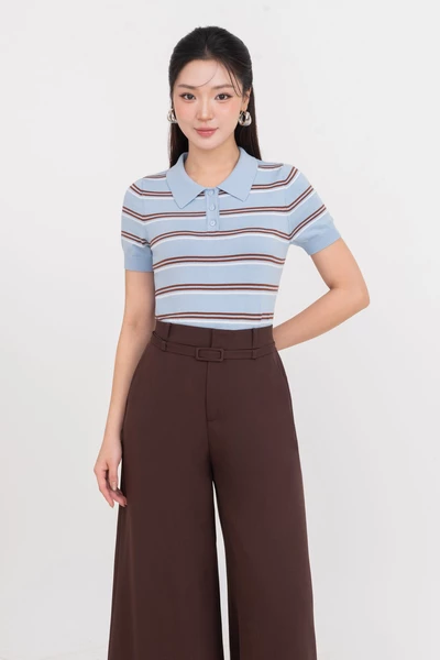 Áo len kẻ cổ đức