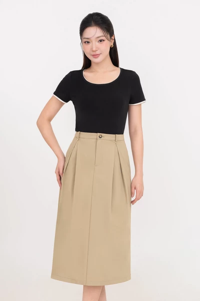 Chân váy midi A xếp ly Classic