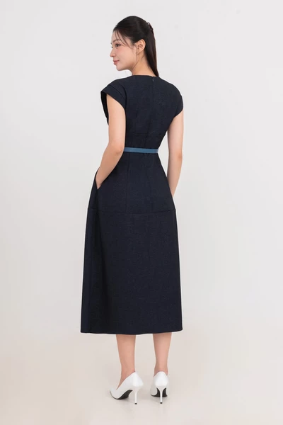 Đầm xòe Denim tay hến