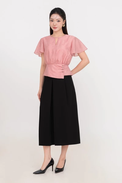 Áo sơ mi lụa ôm cổ tròn