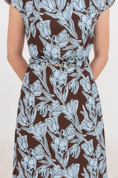 Đầm lụa tay hến Deep Blue