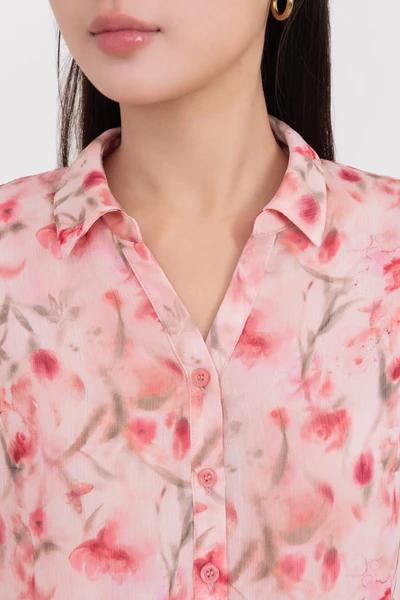 Áo sơ mi Chiffon họa tiết