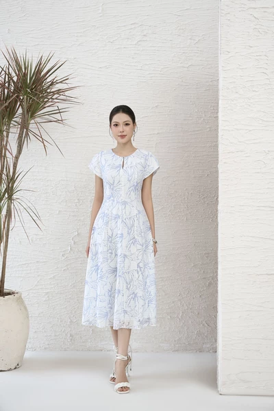 Đầm xòe họa tiết Ocean Whisper