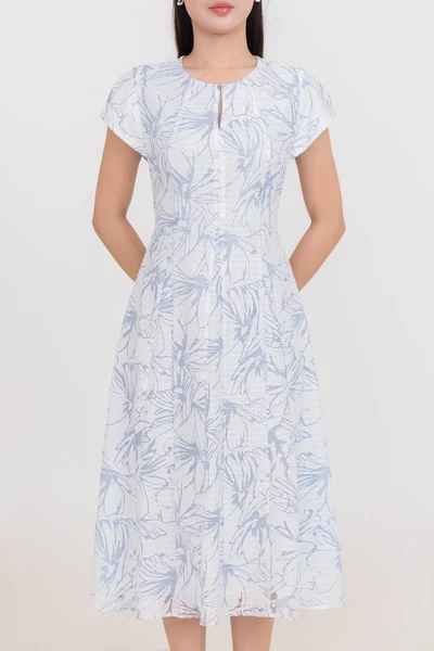 Đầm xòe họa tiết Ocean Whisper