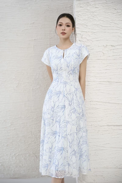 Đầm xòe họa tiết Ocean Whisper