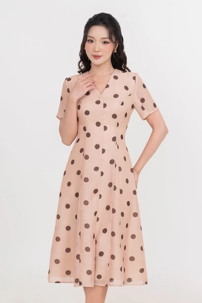 Đầm lụa xòe chấm bi