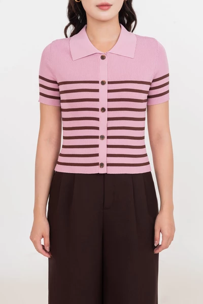 Áo len Polo kẻ ngang