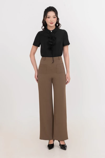 Quần Tây suông nâu rêu